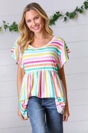Lavender Rainbow Stripe Babydoll To | Daverri Fashions
