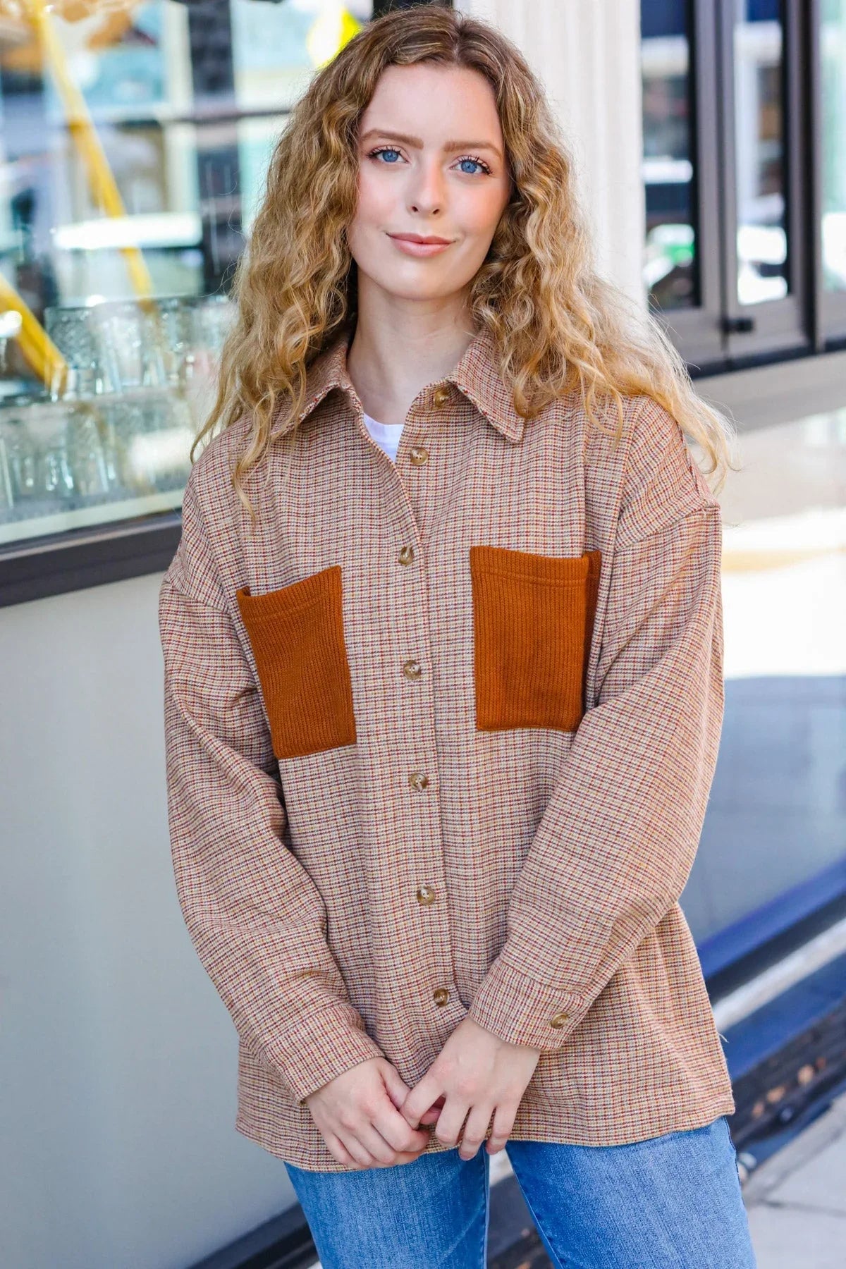 Start Your Day Rust Flannel Plaid Oversized Shacket | 2024 Blow-Out Sale Daverri Fashions