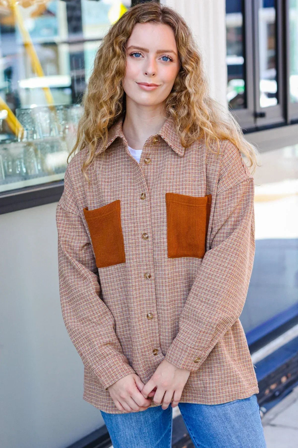 Start Your Day Rust Flannel Plaid Oversized Shacket - DAVERRI FASHIONS