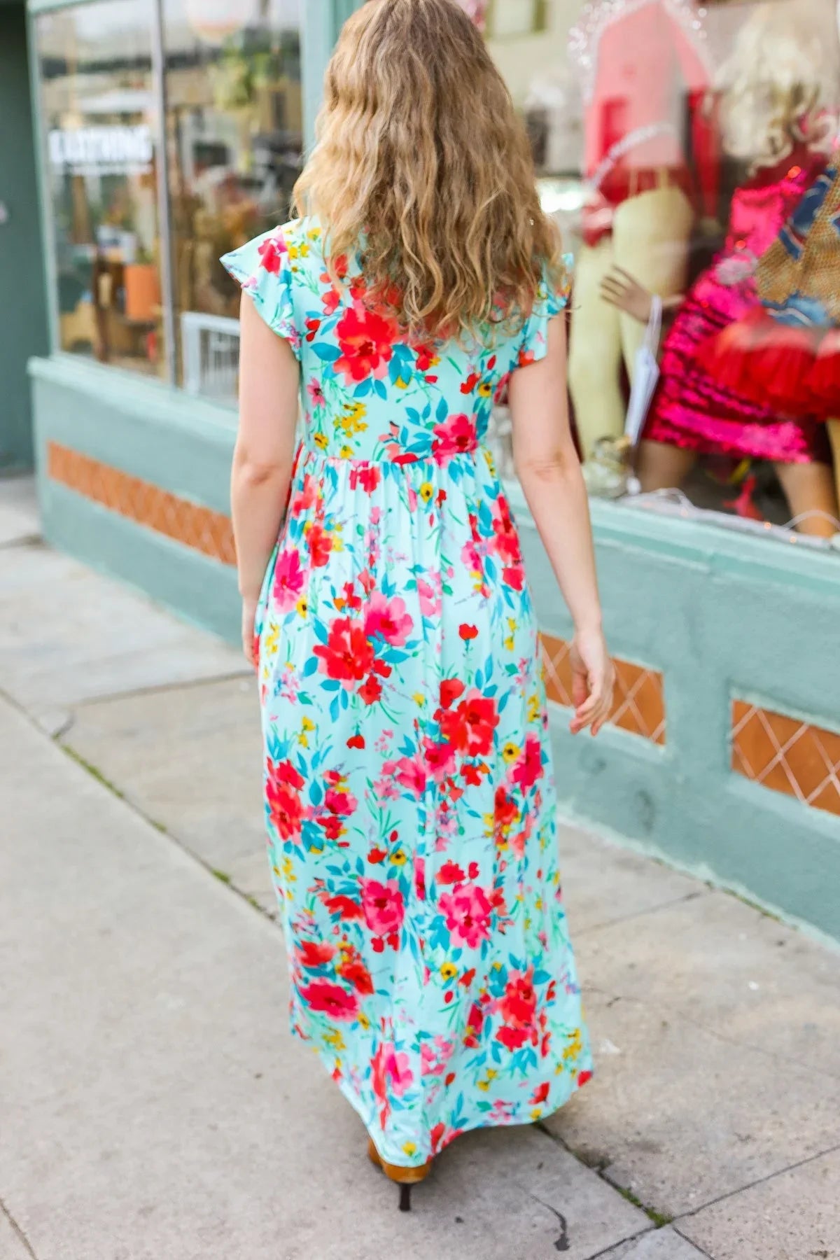 What A Vision Aqua Floral Fit & Flare Maxi Dress | Daverri Fashions
