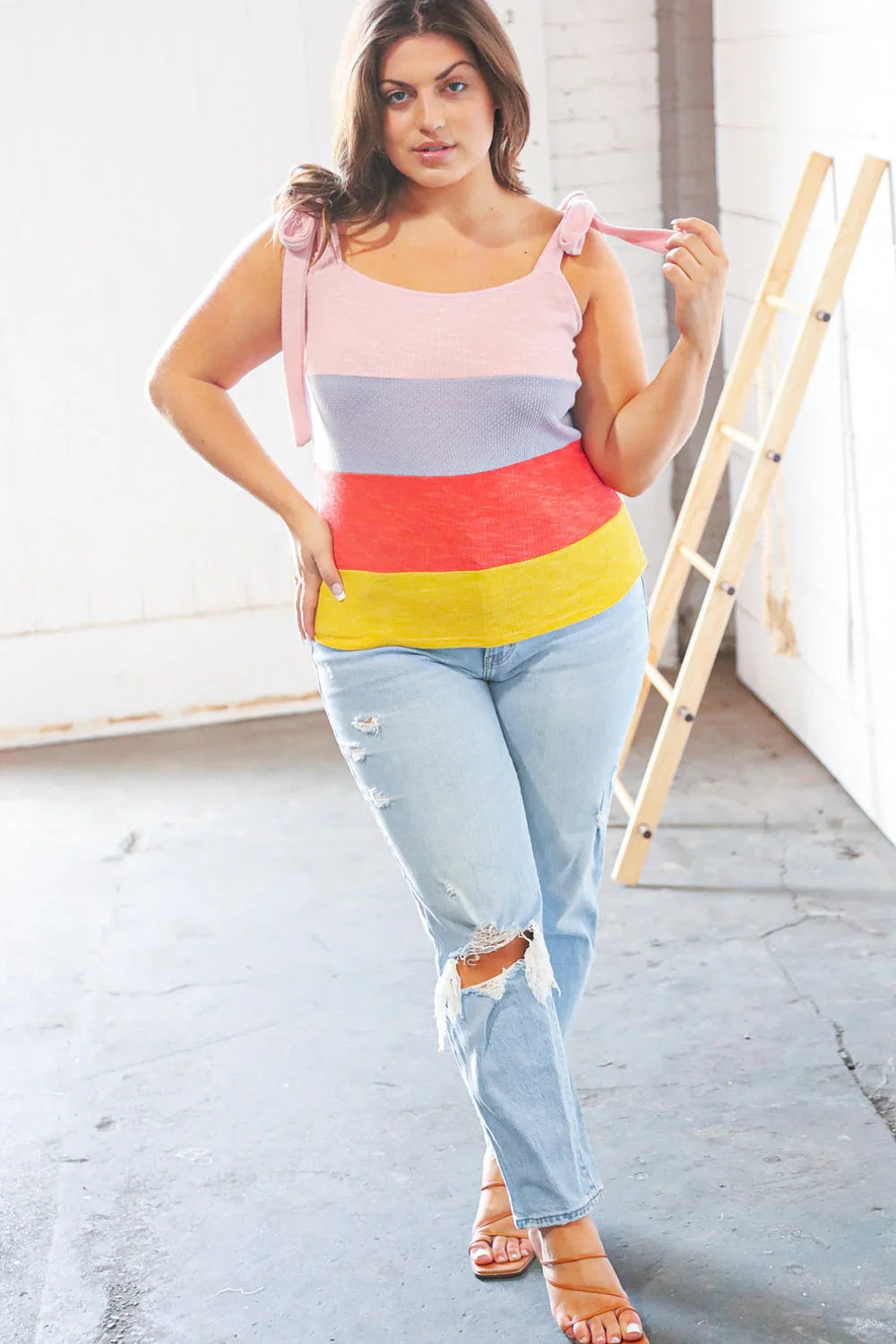 Pink/Lavender Waffle Thermal Color Block Slim Fit Top | Daverri Fashions