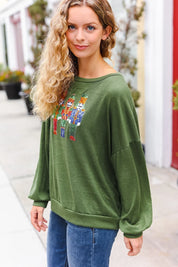 Be Merry Forest Green Nutcracker Sequin Hacci Top | Daverri Fashions