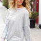 Spread Joy Grey & Ivory Striped Oversized Top - DAVERRI FASHIONS