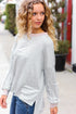 Spread Joy Grey & Ivory Striped Oversized Top - DAVERRI FASHIONS