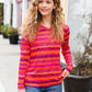 Be Bold Flame & Magenta Striped Cable Knit Print Hacci Top - DAVERRI FASHIONS