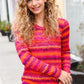 Be Bold Flame & Magenta Striped Cable Knit Print Hacci Top - DAVERRI FASHIONS