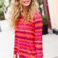 Be Bold Flame & Magenta Striped Cable Knit Print Hacci Top - DAVERRI FASHIONS