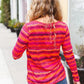 Be Bold Flame & Magenta Striped Cable Knit Print Hacci Top - DAVERRI FASHIONS