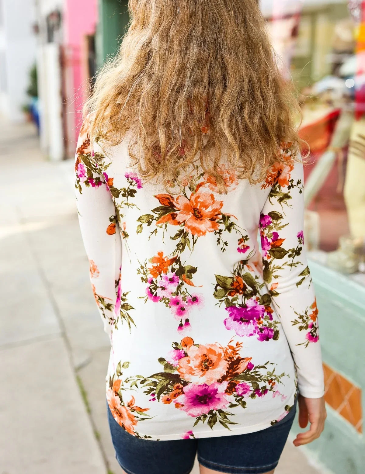 Just My Type Cream Floral Cowl Neck Sweater Top | Daverri Fashions