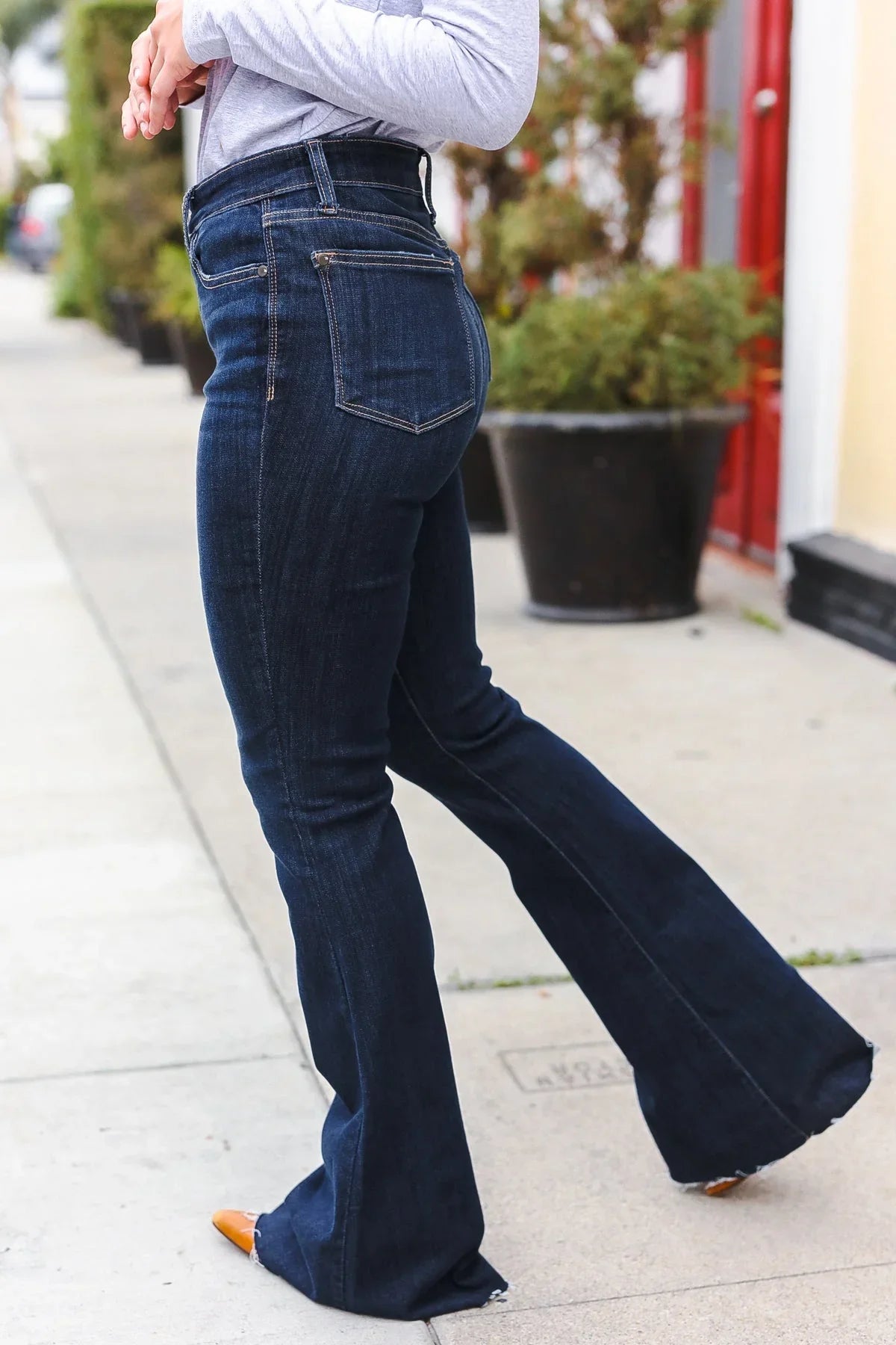 Judy Blue Dark Wash Raw Hem Jeans | Daverri Fashions