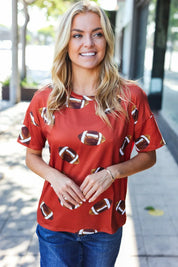 Game Day Auburn Football Print Knit Top - DAVERRI FASHIONS