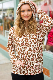 Easy Living Brown & Blush Animal Print Hoodie | Daverri Fashions