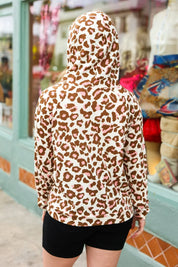 Easy Living Brown & Blush Animal Print Hoodie | Daverri Fashions