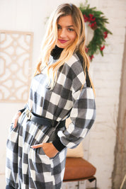 Black Buffalo Plaid Belted Sweater Dress | Daverri Fashions