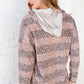 Beige Striped Animal Print Drawstring Hoodie - DAVERRI FASHIONS