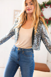 Holiday Sparkle Sequin Cropped Bolero Cardigan | 2024 Blow-Out Sale Daverri Fashions