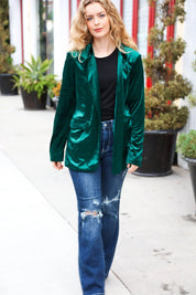 Dazzling Hunter Green Velvet Lapel Blazer | Daverri Fashions
