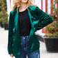 Dazzling Hunter Green Velvet Lapel Blazer - DAVERRI FASHIONS