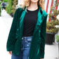 Dazzling Hunter Green Velvet Lapel Blazer - DAVERRI FASHIONS