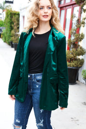 Dazzling Hunter Green Velvet Lapel Blazer | Daverri Fashions