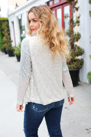 Be Your Own Star Silver Sequin Open Blazer | Daverri Fashions