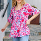 Feeling Femmi Pink & Fuchsia Floral Peplum Woven Top - DAVERRI FASHIONS