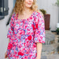 Feeling Femmi Pink & Fuchsia Floral Peplum Woven Top - DAVERRI FASHIONS