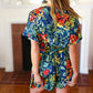 Navy Tropical Floral Surplice Romper - DAVERRI FASHIONS