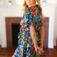 Navy Tropical Floral Surplice Romper - DAVERRI FASHIONS