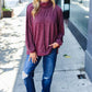 Weekend Ready Burgundy Brushed Mélange Mock Neck Sweater - DAVERRI FASHIONS