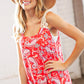 Coral Paisley Scallop Crochet Strap Tank Top - DAVERRI FASHIONS