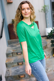Saint Patrick Asymmetrical Sequin Banded V Neck Top | Daverri Fashions