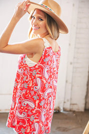Coral Paisley Scallop Crochet Strap Tank Top | Daverri Fashions