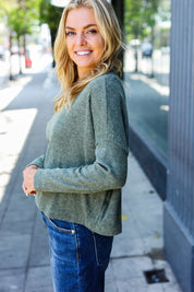 Olive Ribbed Dolman Cropped Sweater | Daverri Fashions