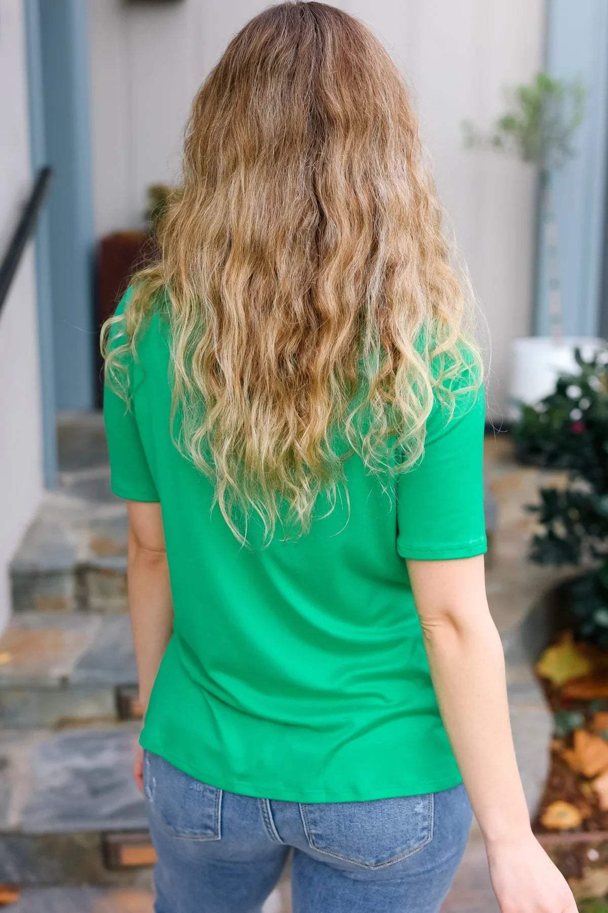 Saint Patrick Asymmetrical Sequin Banded V Neck Top | Daverri Fashions