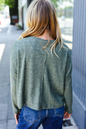 Olive Ribbed Dolman Cropped Sweater | Daverri Fashions