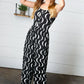 Black Abstract Wave Button Jumpsuit - DAVERRI FASHIONS