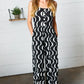 Black Abstract Wave Button Jumpsuit - DAVERRI FASHIONS