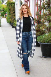 Get To Know You Black Buffalo Plaid Hacci Cardigan | Daverri Fashions