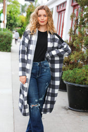 Get To Know You Black Buffalo Plaid Hacci Cardigan | Daverri Fashions
