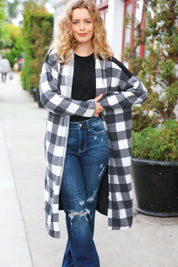 Get To Know You Black Buffalo Plaid Hacci Cardigan | Daverri Fashions