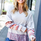 Boho Energy Taupe Stripe & Paisley Twofer Terry Top - DAVERRI FASHIONS