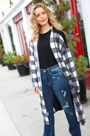 Get To Know You Black Buffalo Plaid Hacci Cardigan | Daverri Fashions