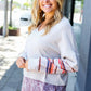 Boho Energy Taupe Stripe & Paisley Twofer Terry Top - DAVERRI FASHIONS