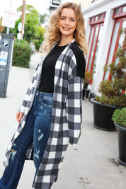 Get To Know You Black Buffalo Plaid Hacci Cardigan | Daverri Fashions