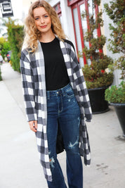 Get To Know You Black Buffalo Plaid Hacci Cardigan | Daverri Fashions