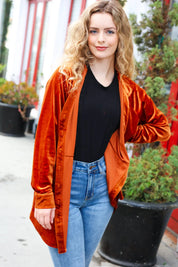Dazzling Rust Velvet Button Down Tunic Top | Daverri Fashions