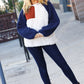 Cozy Seize The Day navy and taupe quarter zip sherpa pullover with three-tone fleece
