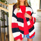 Simply Patriotic Red White & Blue Striped Crochet Cardigan - DAVERRI FASHIONS
