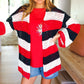 Simply Patriotic Red White & Blue Striped Crochet Cardigan - DAVERRI FASHIONS